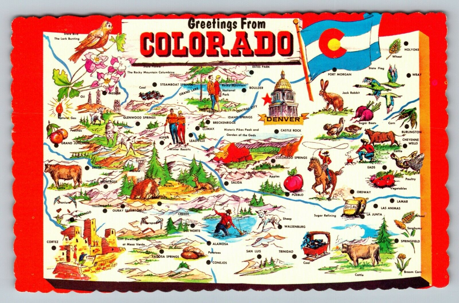 CO-Colorado, General Greetings, Map, c1980 Vintage Postcard