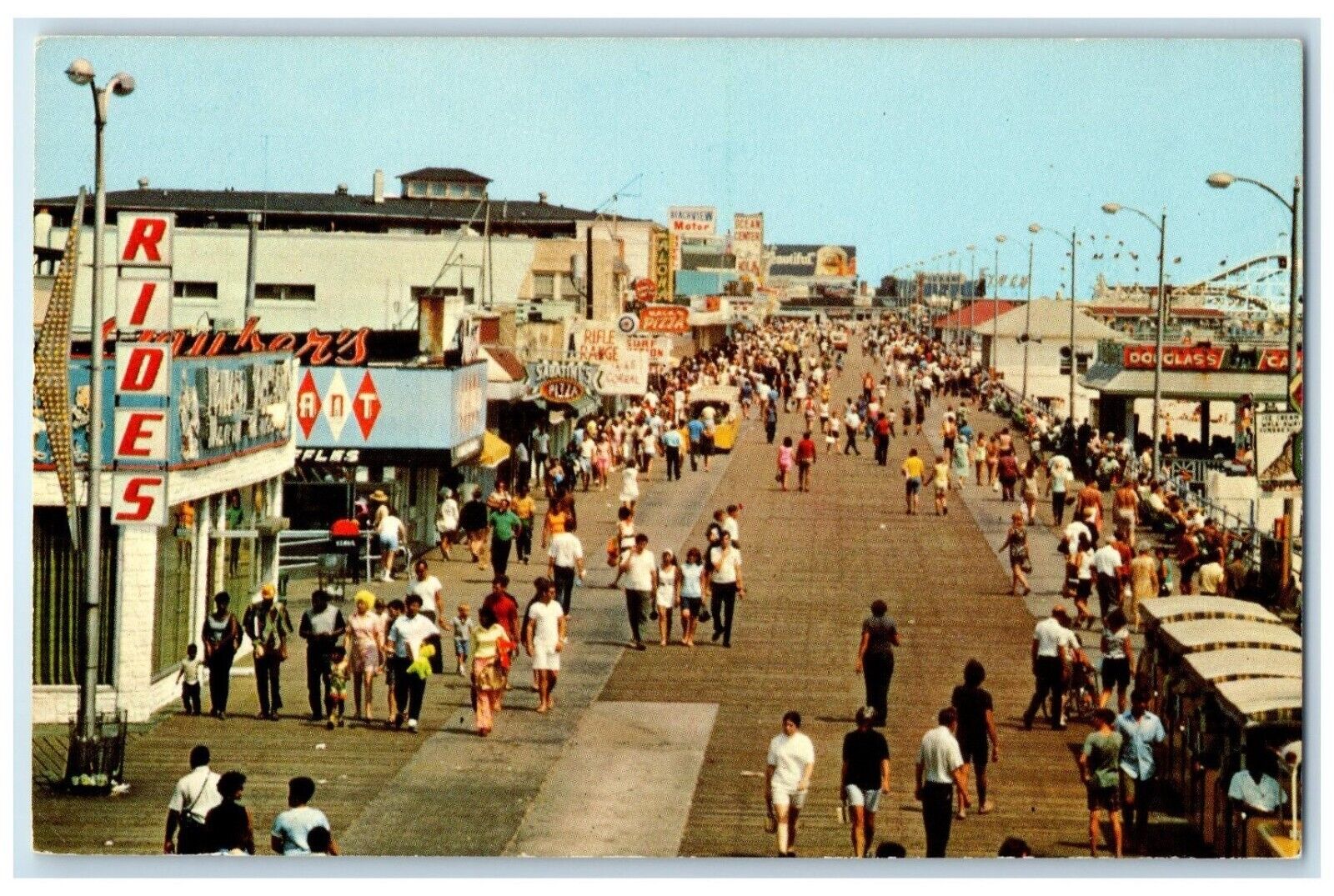 c1960 Panoramic View Boardwalk Wildwood Sea New Jersey Vintage Antique Postcard