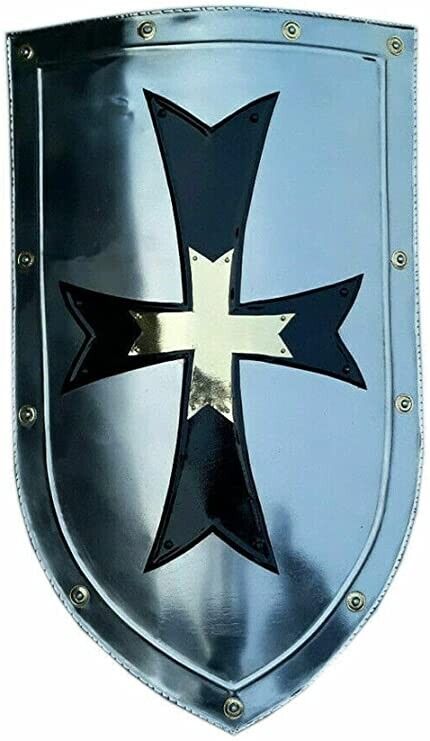 Medieval Shield Black Cross Knight Shield Battle Armor Medieval 28 Inch Shield