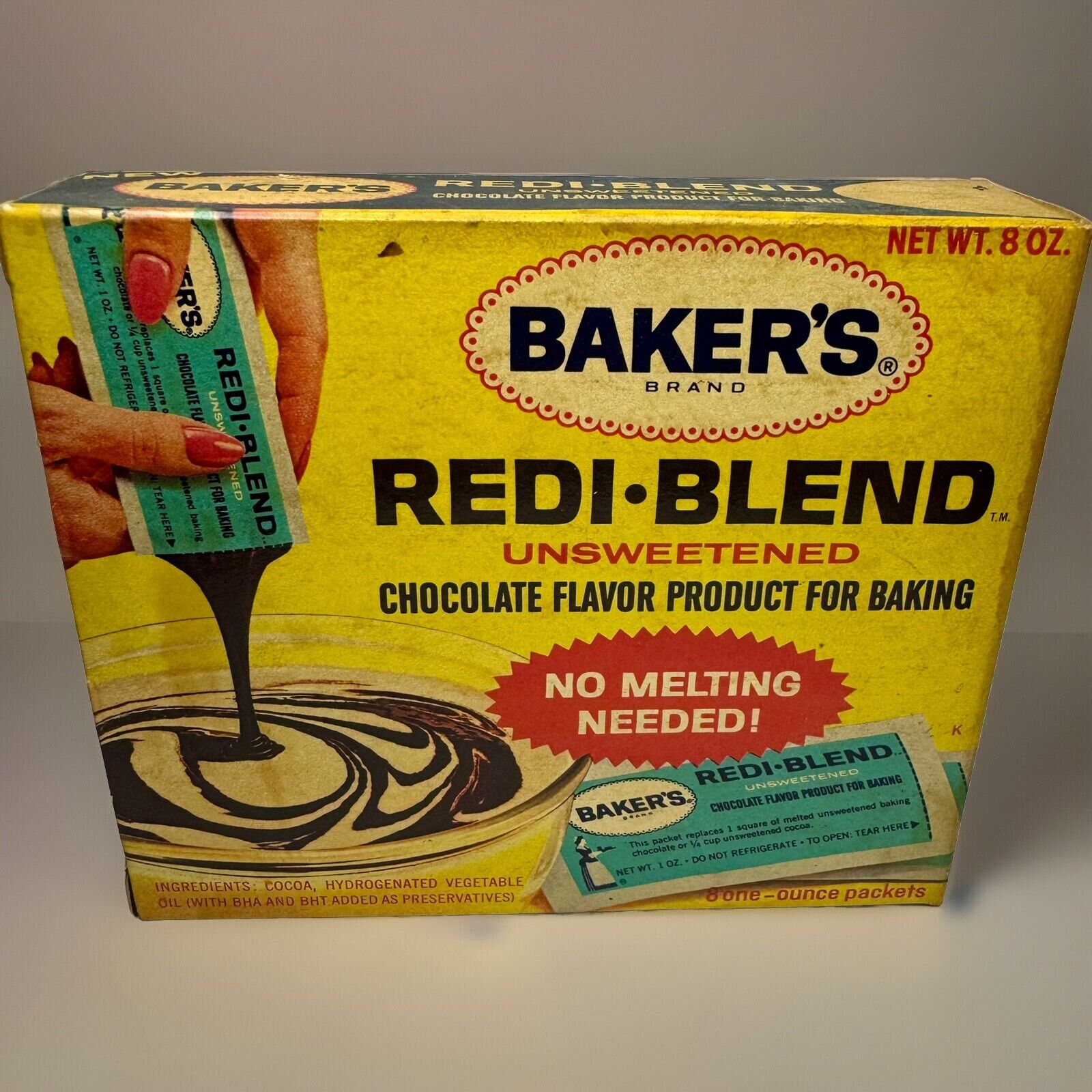 Vintage Box Bakers Redi Blend Unsweetened Chocolate Unique Very Rare Museum