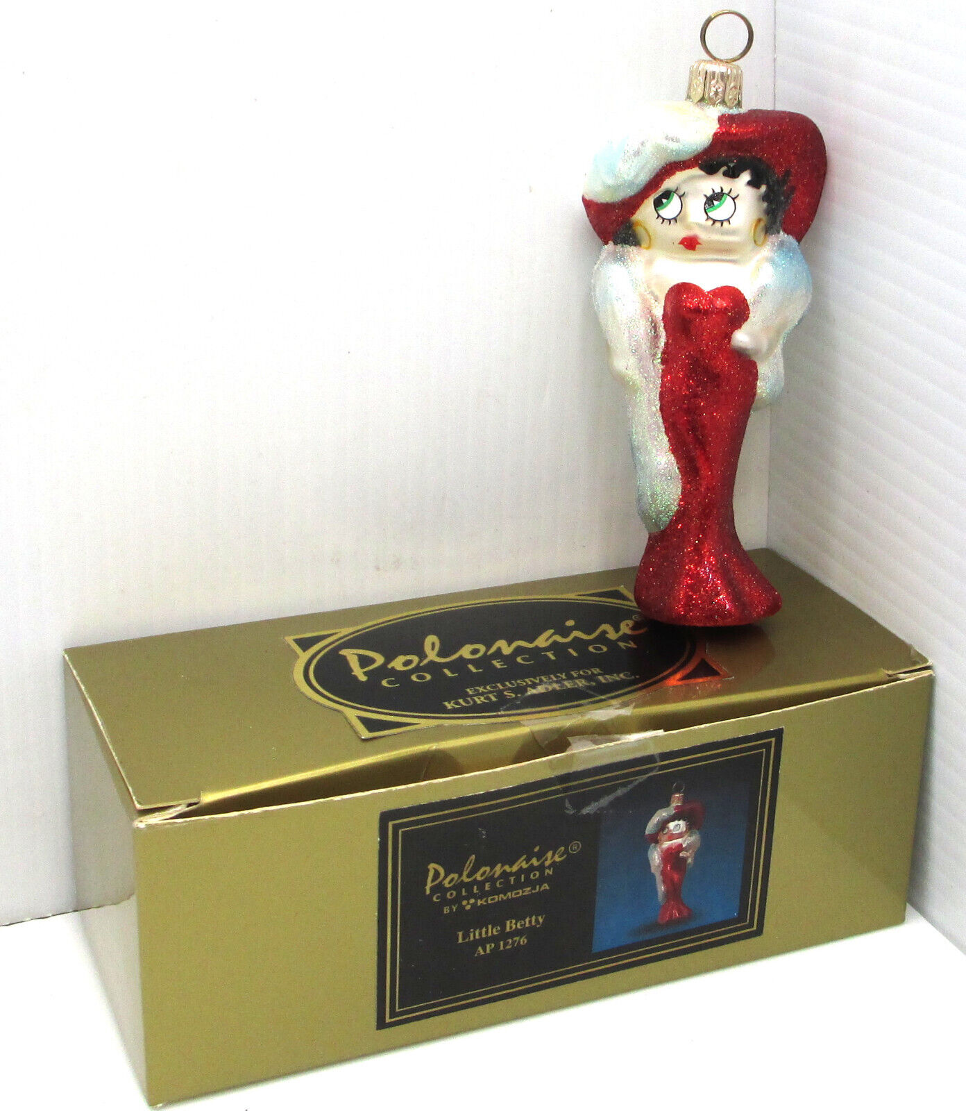 Vintage 1999 Little Betty Boop Blown Glass Ornament Kurt Adler Polonaise Komozja