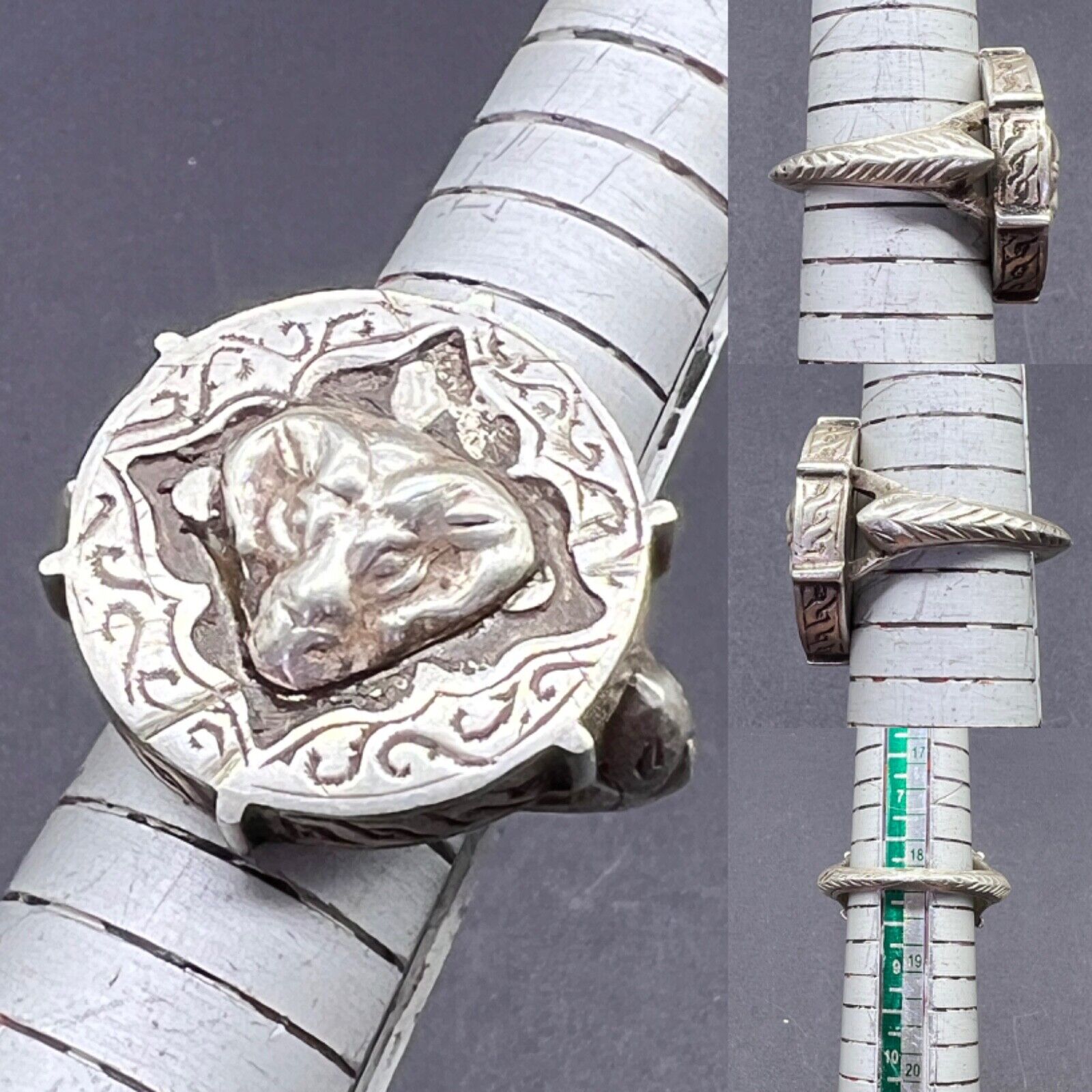 Genuine Old Antique Islamic Seljuk Traditional Jewelry Pure Sliver Ring With Ram