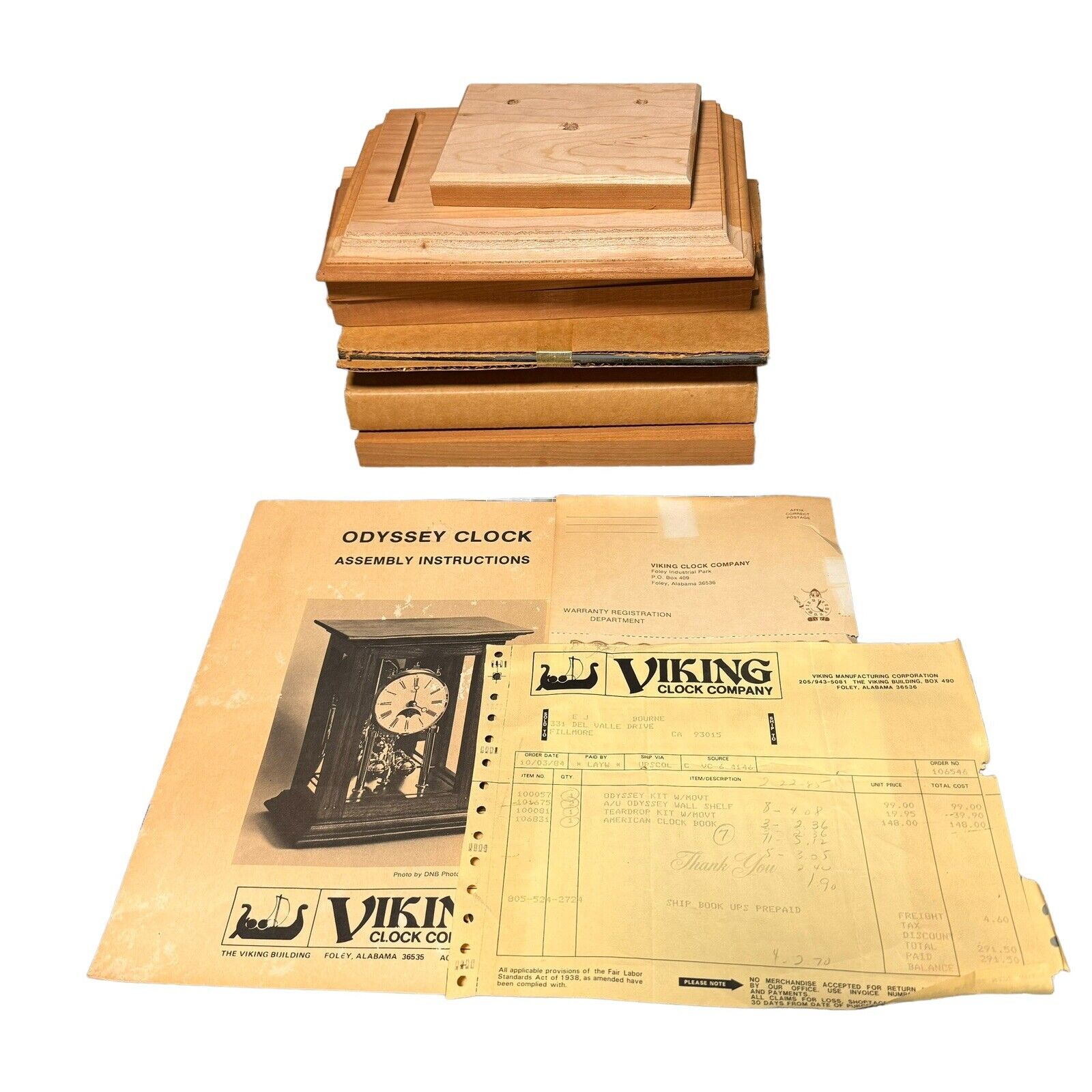 Viking Clock Co. Unfinished Wood Kit Odyssey Vintage 80s (no hardware)