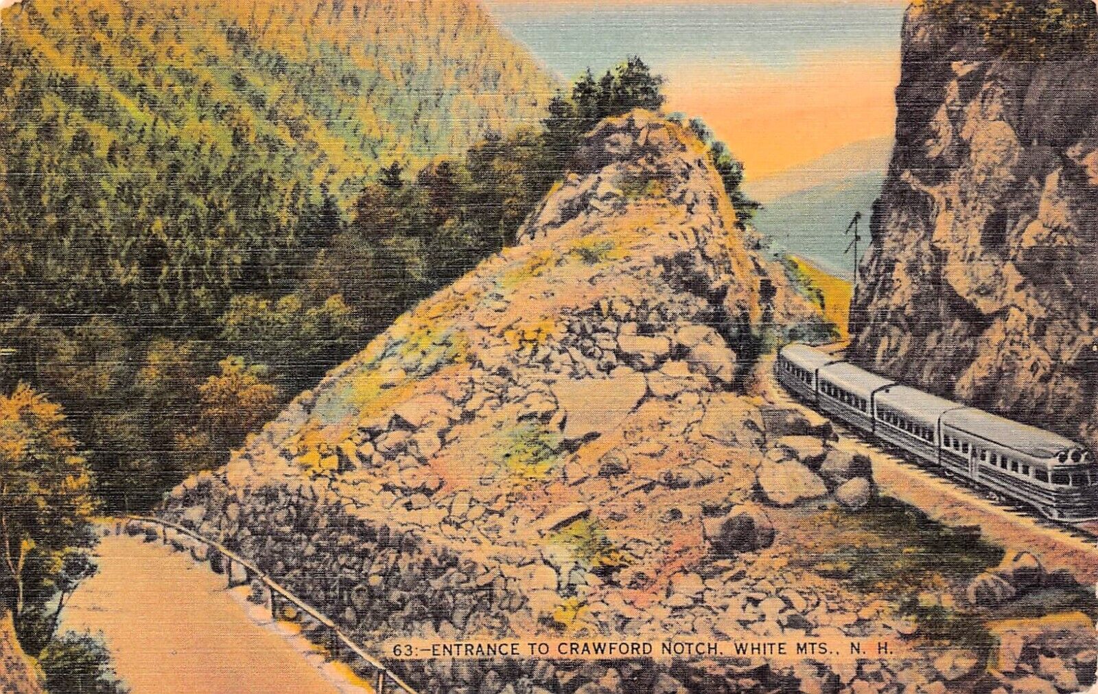Redstone White Mountains NH Crawford Notch Pass Railroad Train Vtg Postcard C67