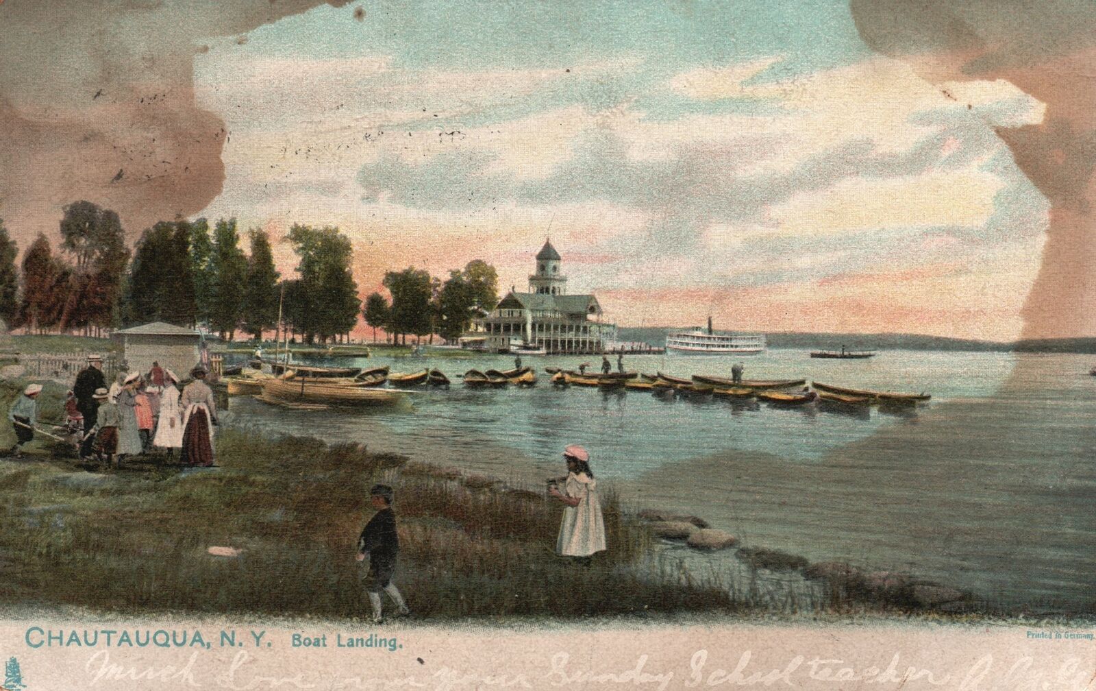 Vintage Postcard 1905 Boat Landing Chautauqua Lake N.Y. New York