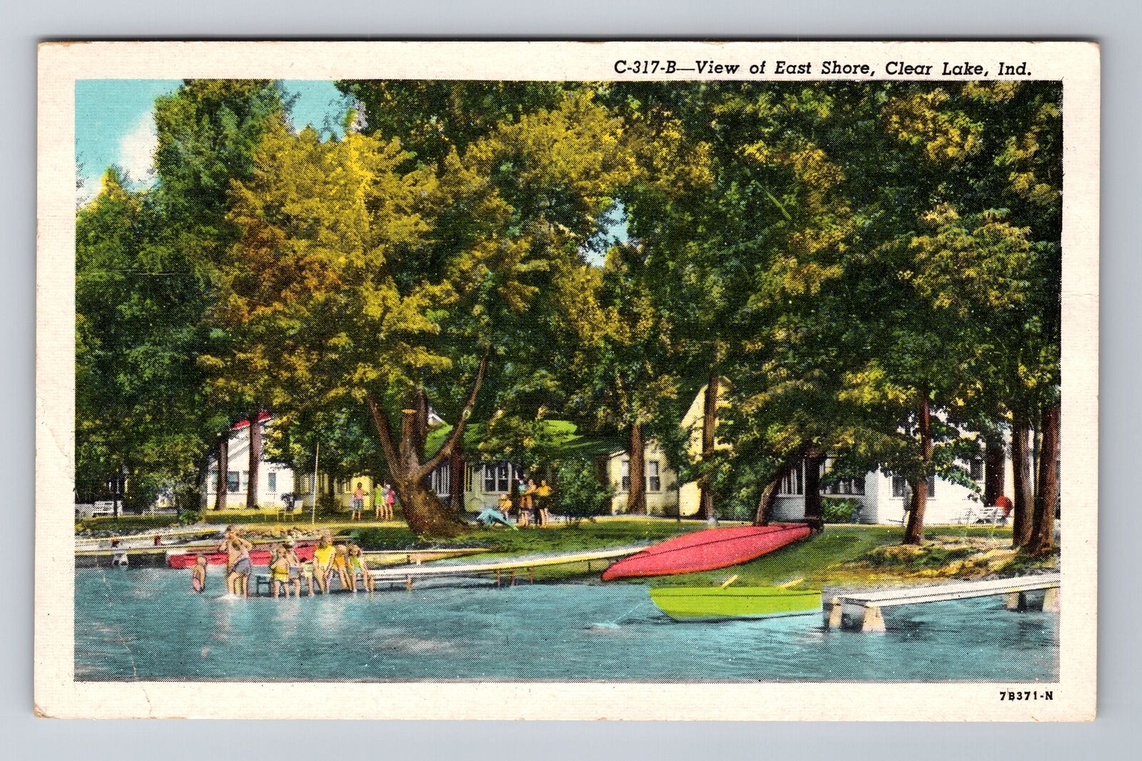 Clear Lake IN-Indiana, View Of East Shore, Antique, Vintage c1957 Postcard