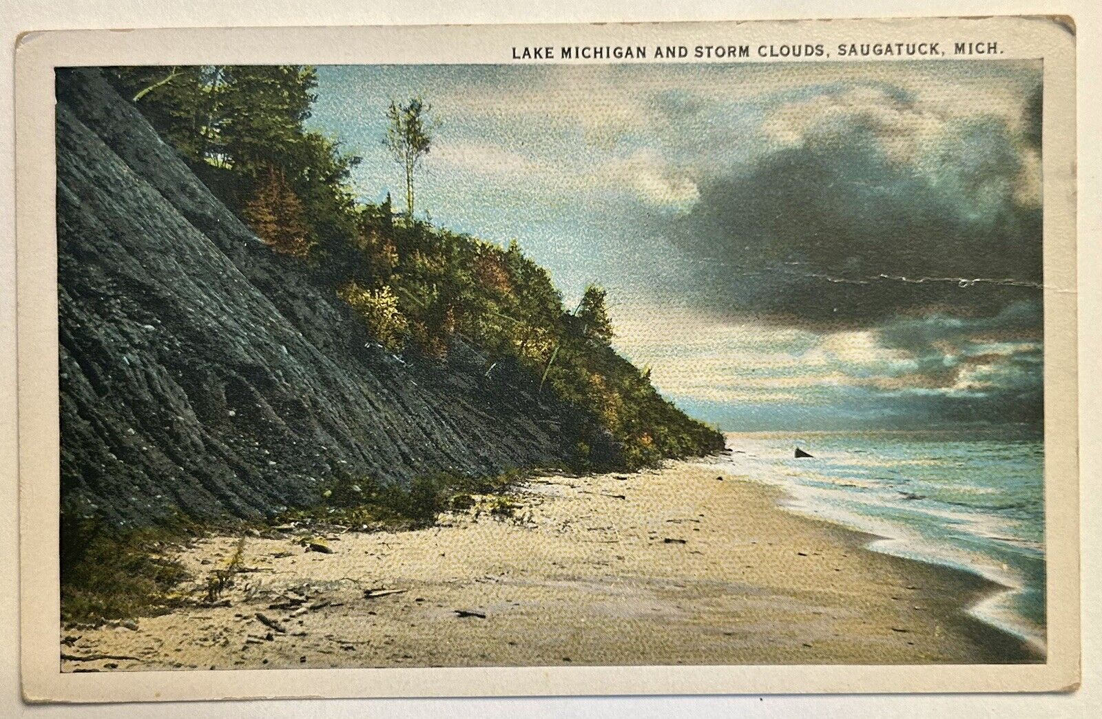 Saugatuck Michigan. Lake Storm Clouds. Vintage Postcard