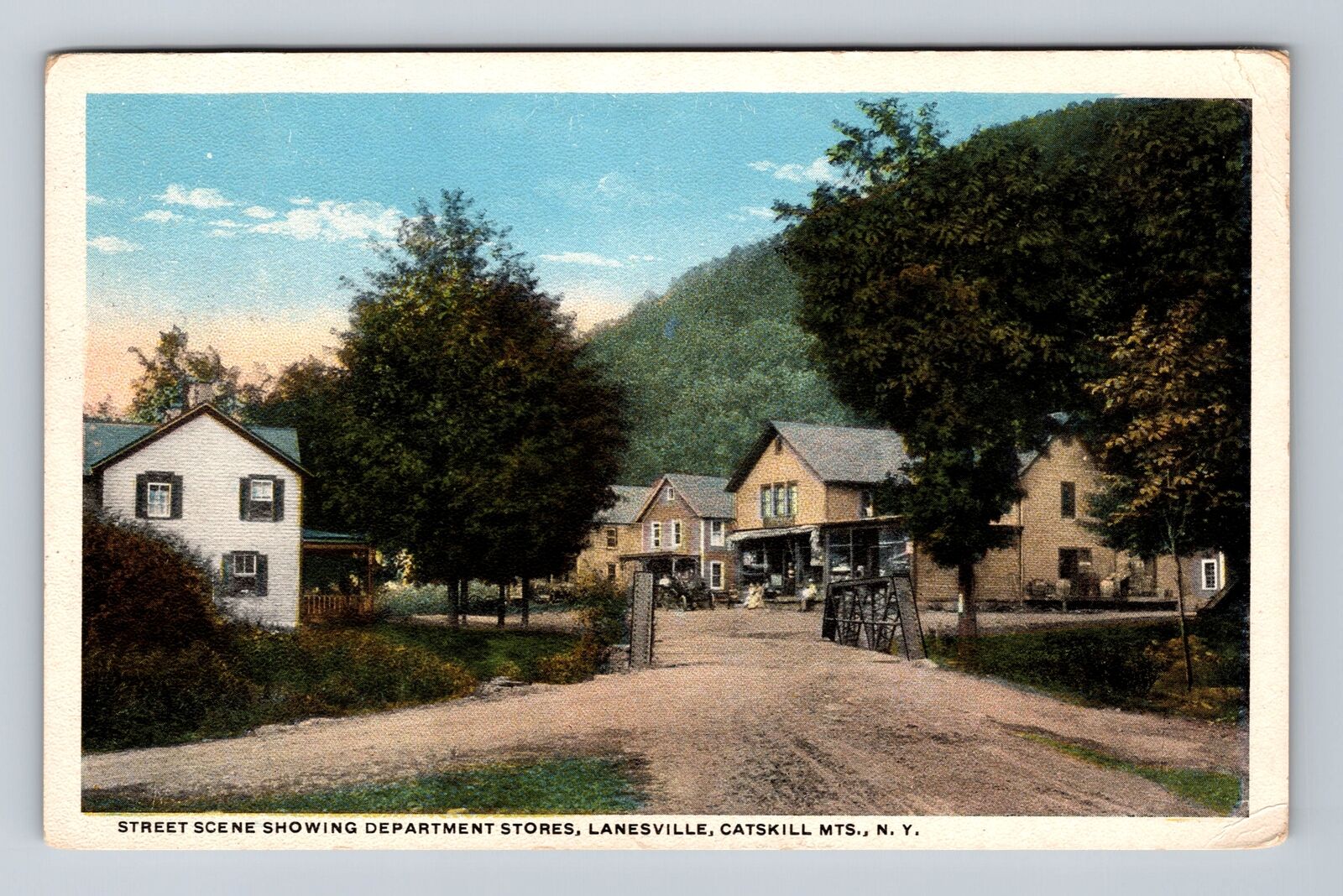 Lanesville NY-New York, Street Scene Showing Department Stores, Vintage Postcard