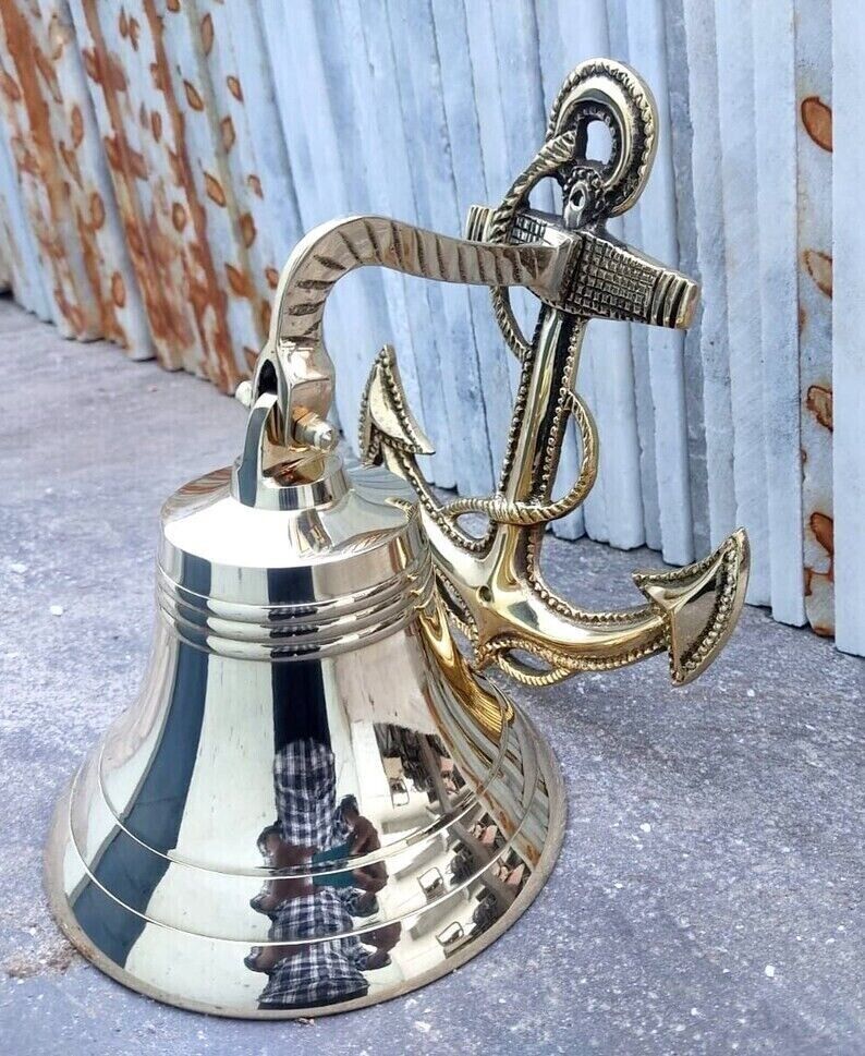 Handmade Nautical Brass Bell Wall Hanging Ship Bell 9\