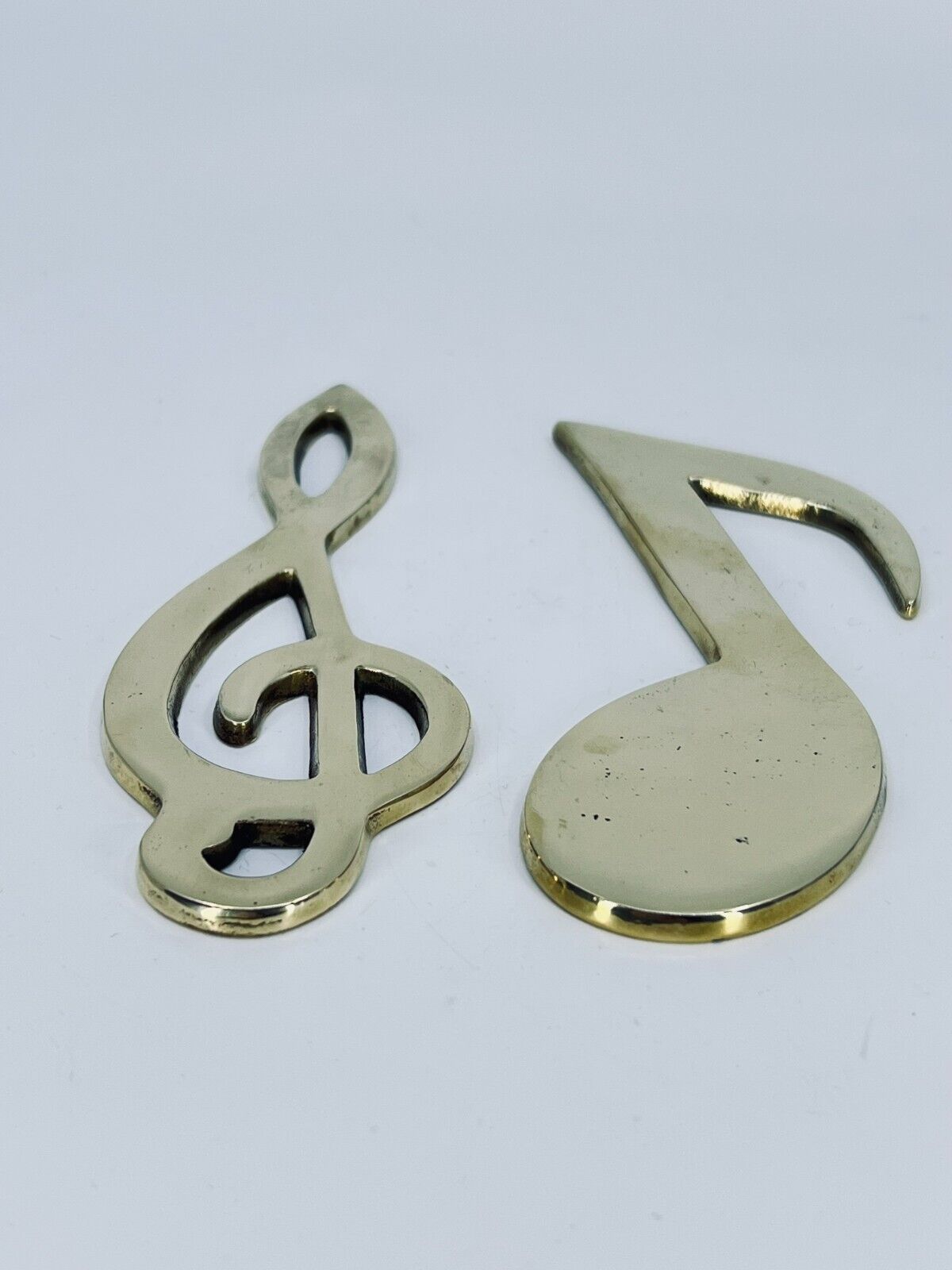 VTG MSR Imports Brass Musical Notes Paperweights Decor Treble Clef & 1/8 Note