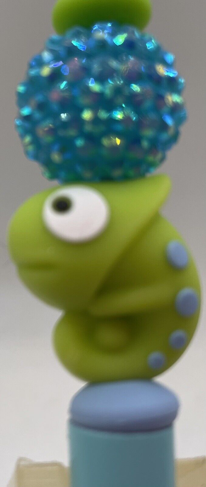 Beaded Ballpoint Pen ..cute Chameleon With Blue And Green Beads