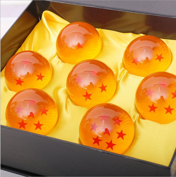 New Dragon Ball Z Stars Crystal Glass Ball 7pcs with Gift Box LARGE 76MM 