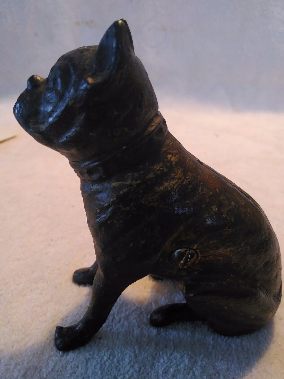 Antique Cast Iron Boxer/Bulldog Still Penny Bank Early 1900\'s Hubley/AC Williams