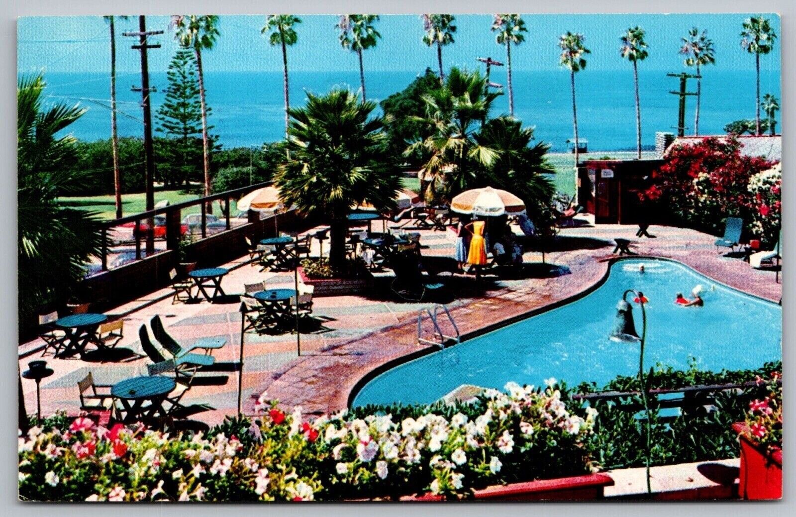 Oceanside Pool Park Blue Pacific La Valencia Hotel La Jolla California Postcard