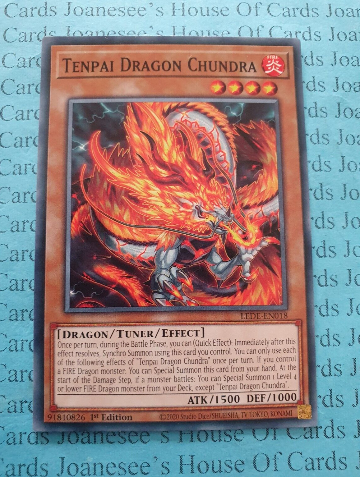 LEDE-EN018 Tenpai Dragon Chundra Yu-Gi-Oh Card 1st Edition New