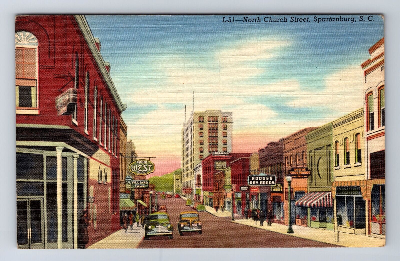 Spartanburg SC-South Carolina, North Church Street, Advertise, Vintage Postcard