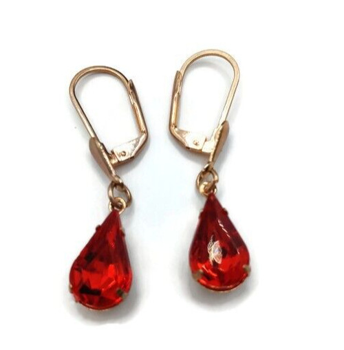 Handmade Gold Earrings with Natural Ruby Stones