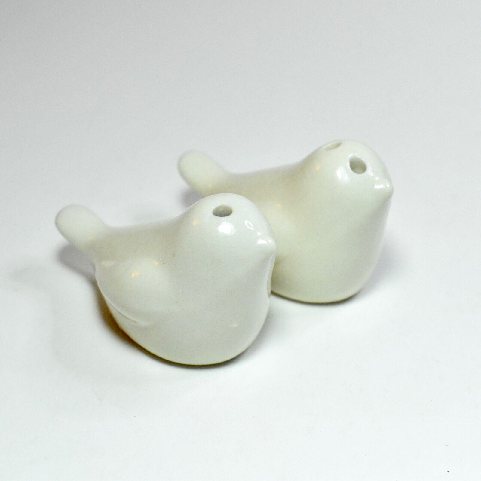 White Ceramic Love Birds Salt and Pepper Shakers