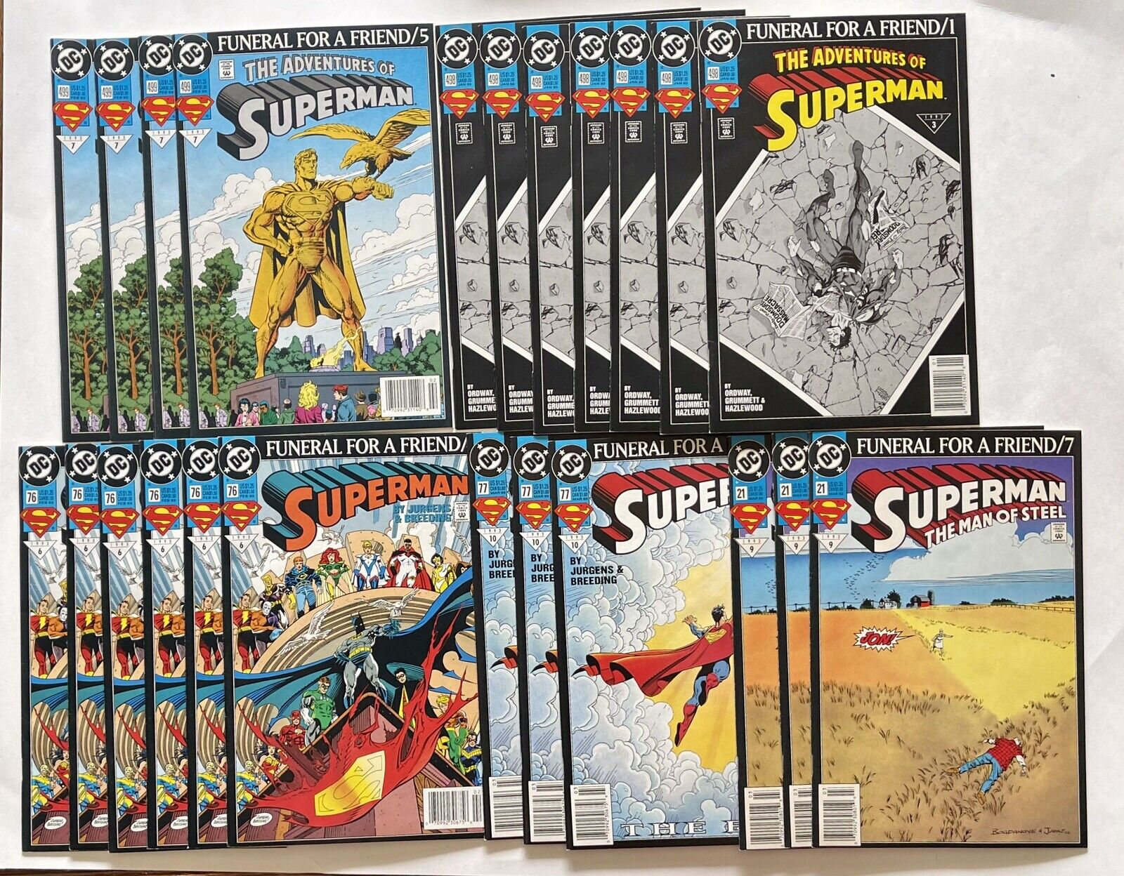 SUPERMAN: Funeral For A Friend: DC Comics 1993, All Newsstand Copies, 19 Total.