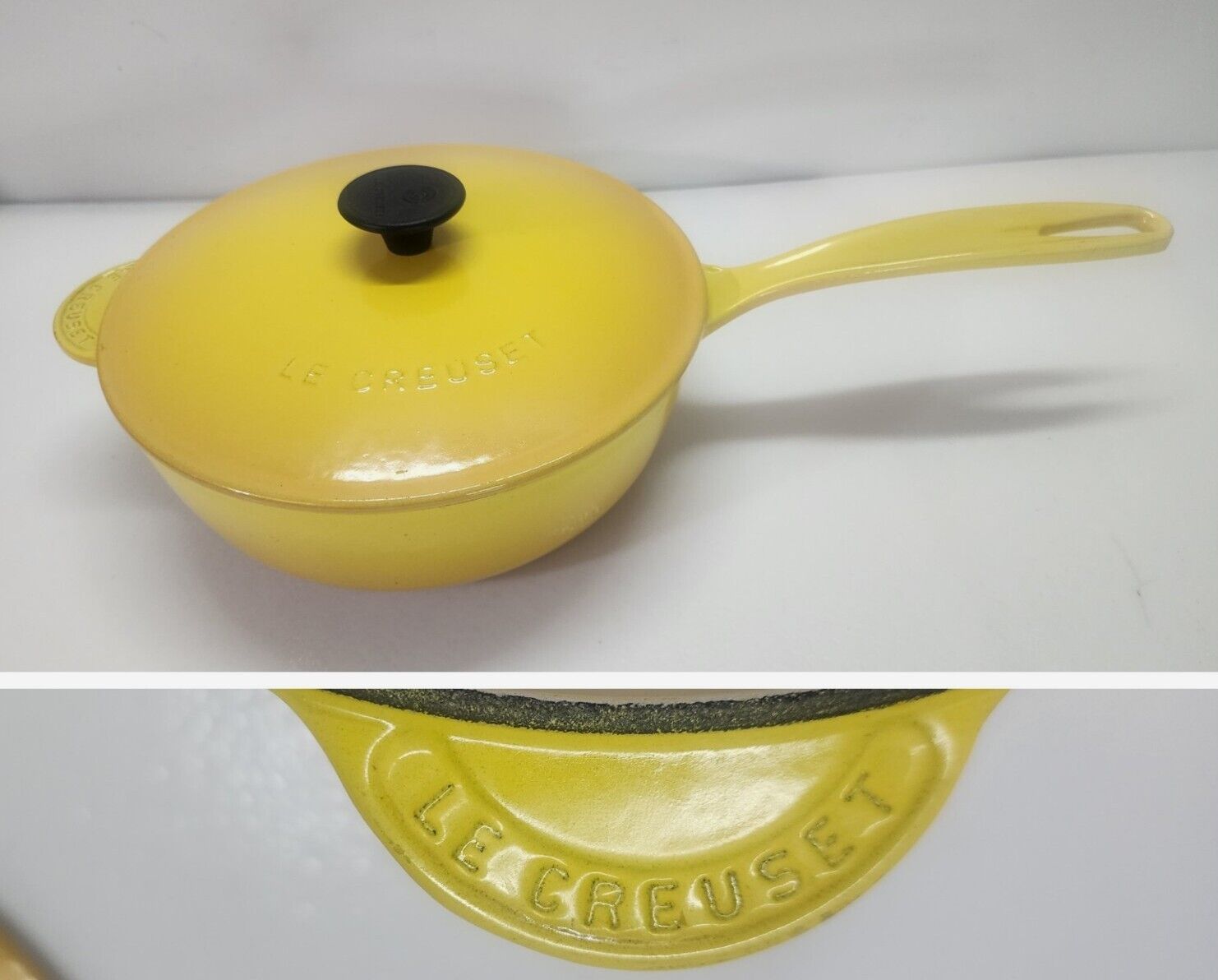 Vtg Le Creuset Cast Iron 2 1/4 Qt - Saucepan yellow #21 Made In France (LkNew)