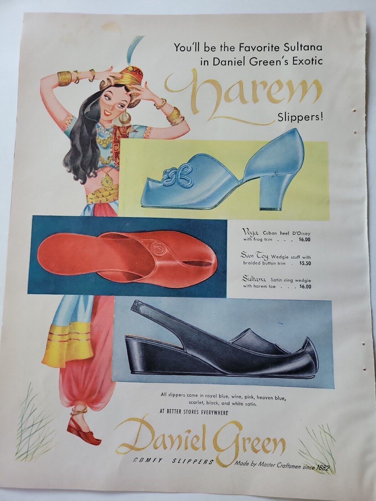1949 womens Daniel Green exotic harem slipper shoes favorite Sultana ad
