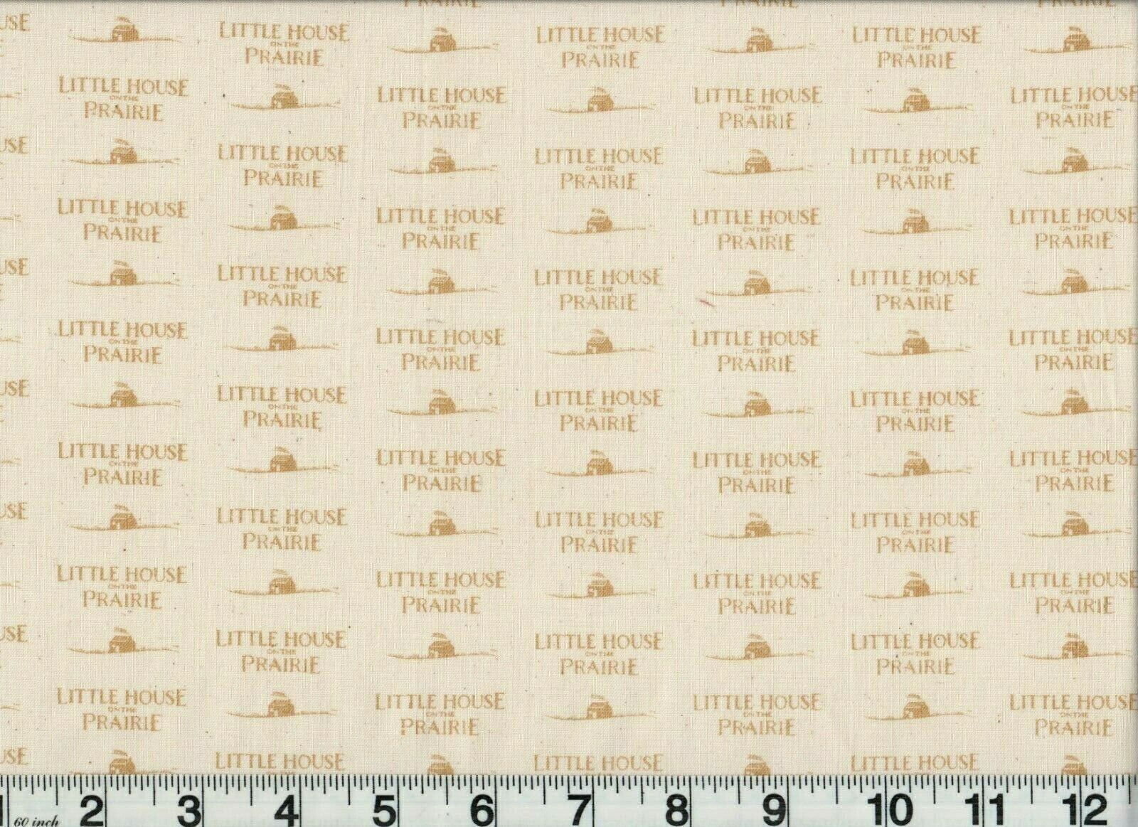 Vintage Fabric Little House on the Prairie Emblem on Cream OOP Premium Cotton