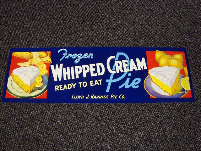 Circa 1950s Lloyd J Harriss Whipped Cream Sign