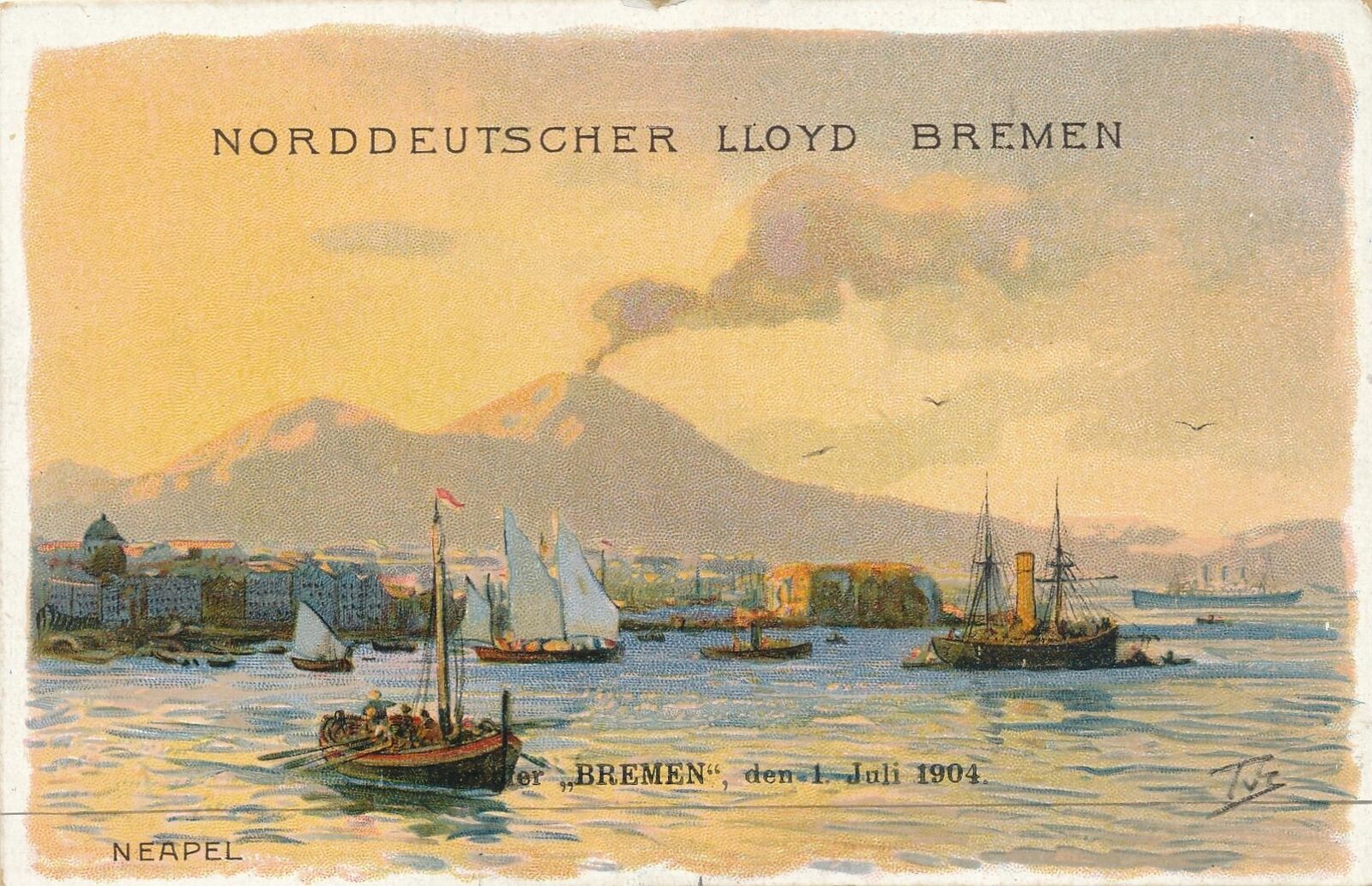 Neapel Norddeutscher Lloyd Bremen 1904 Postcard - udb