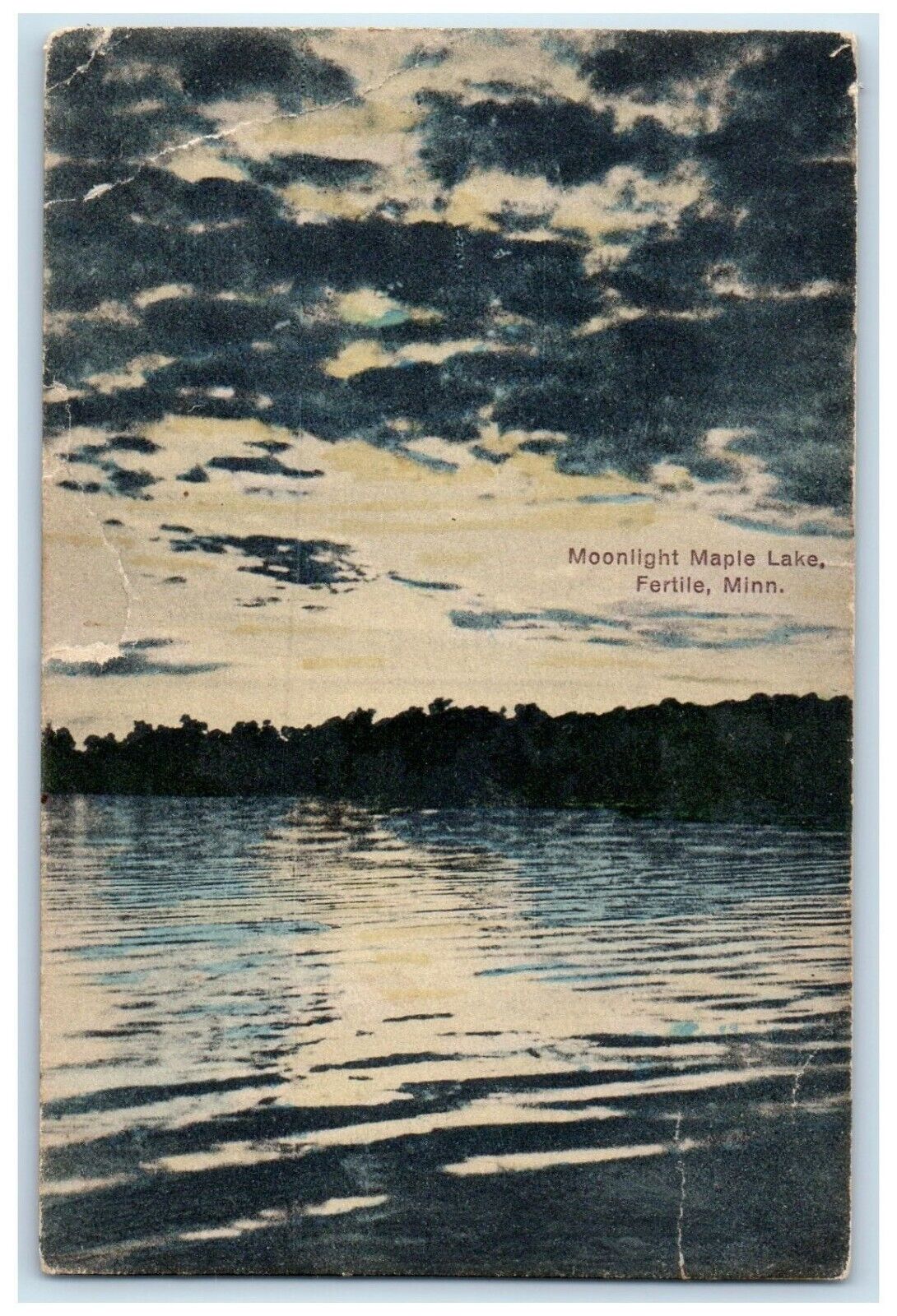 c1910 Moonlight Maple Lake Exterior Fertile Minnesota Vintage Antique Postcard