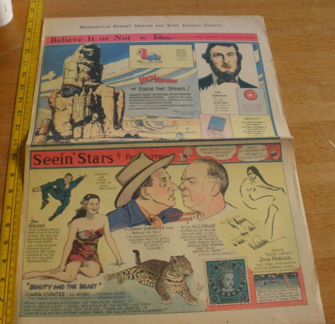 Ray Bolger Jimmy Durante Ripleys M Montez Seein\' Stars Feg Murray 1941 comics