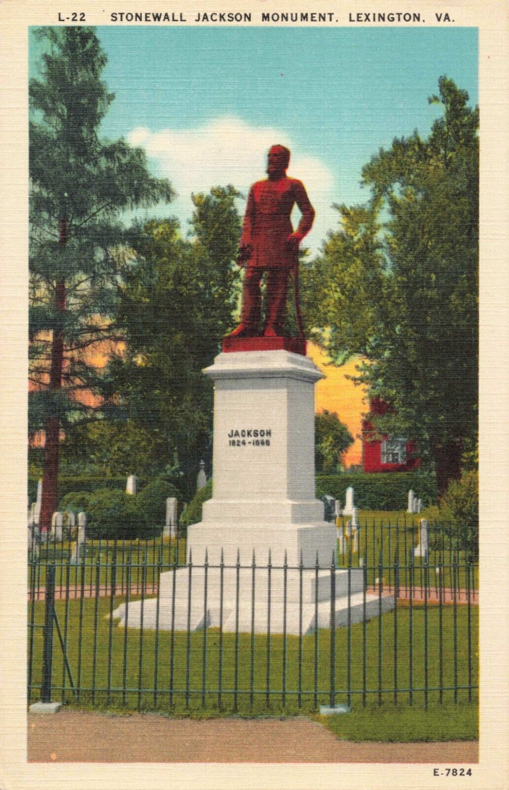 Lexington VA Virginia, Stonewall Jackson Confederate Monument, Vintage Postcard