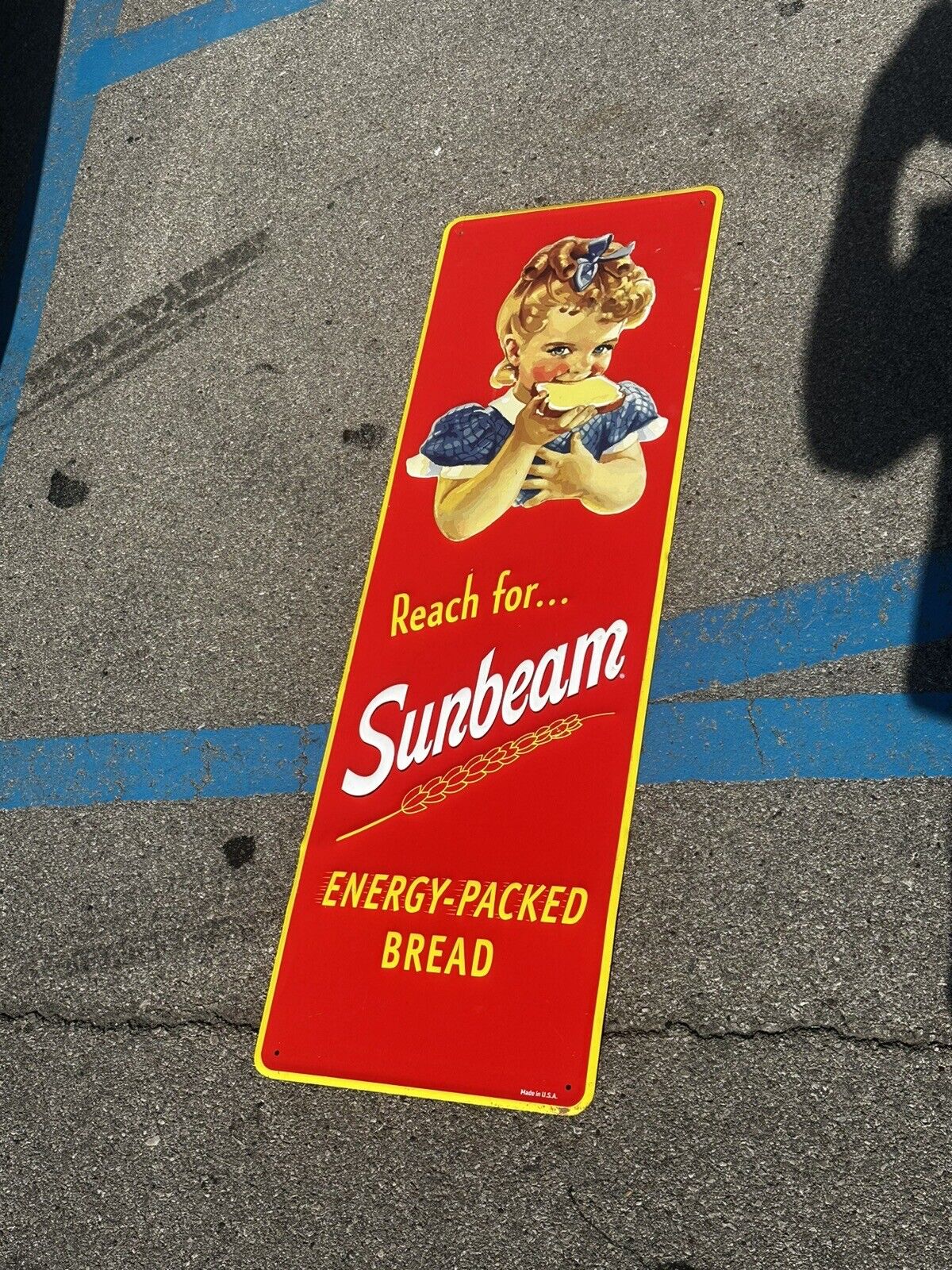 Sunbeam Vintage Bread Metal Sign rare Unsure Of Date classic roughly 42” X 13