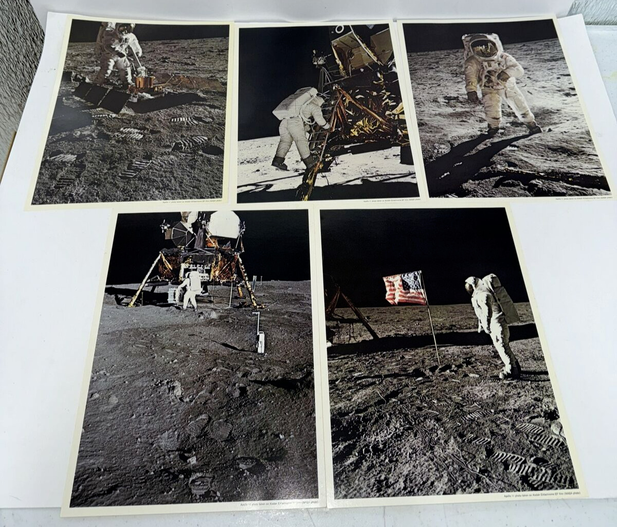 Vintage NASA Apollo 11 Landing 5 Photos  Kodak Lithograph Space Neil Armstrong