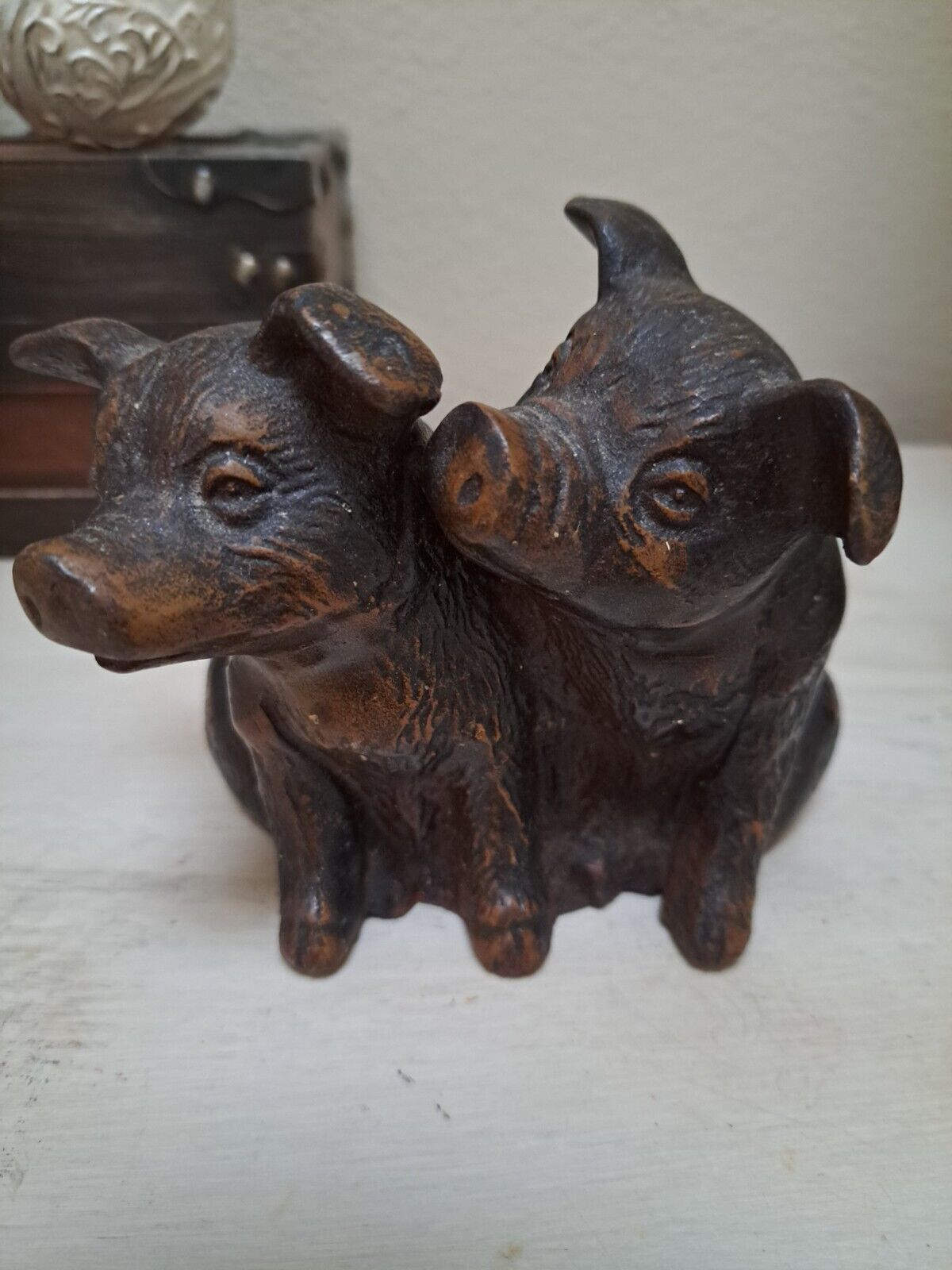 Vintage French Figurine, 2  Piggies 1920’s -1930’s Looks A Like Bronze  Heavy