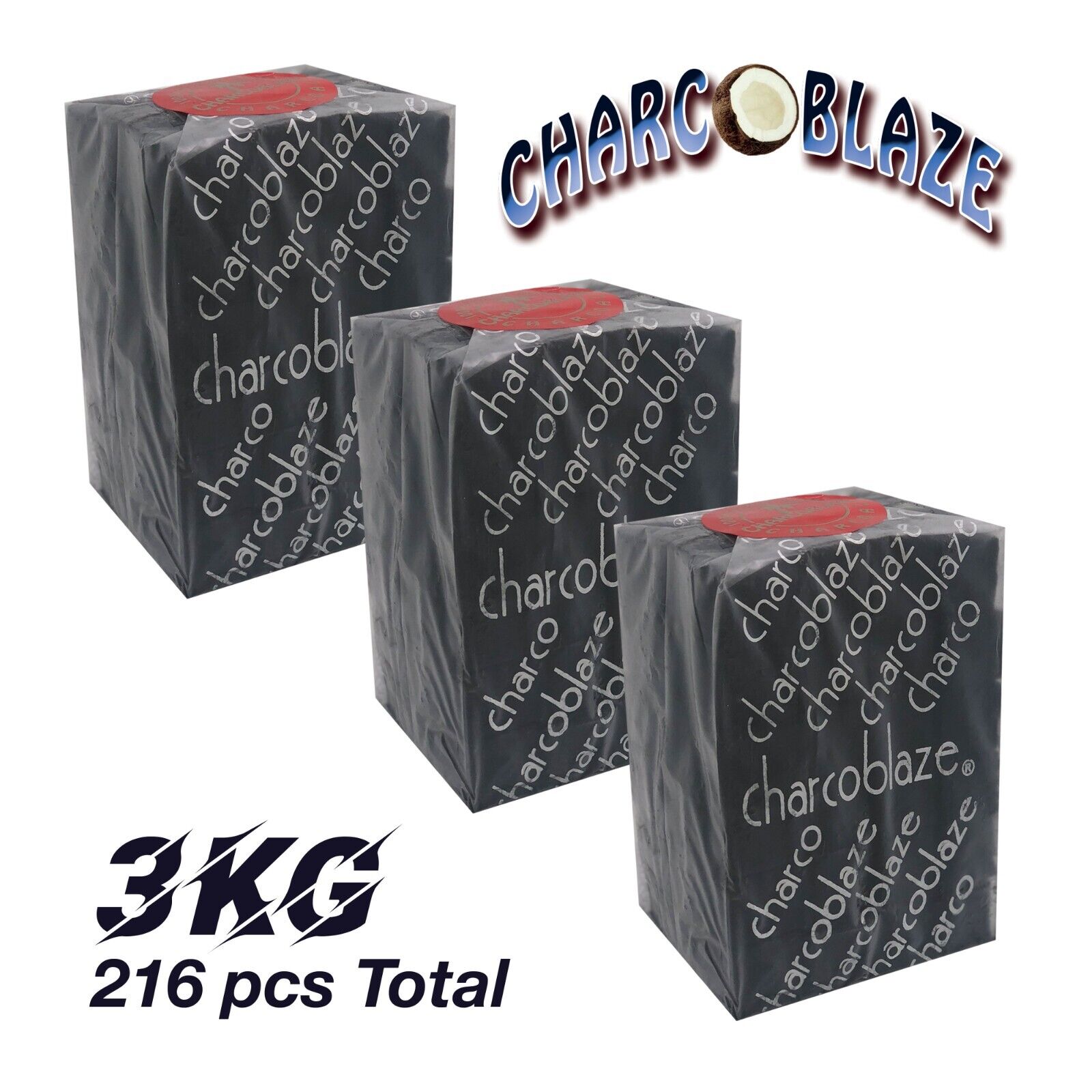 Charcoblaze 3kg Hookah Charcoal Cubes 216 pcs SHIP FROM US Coconut SALE
