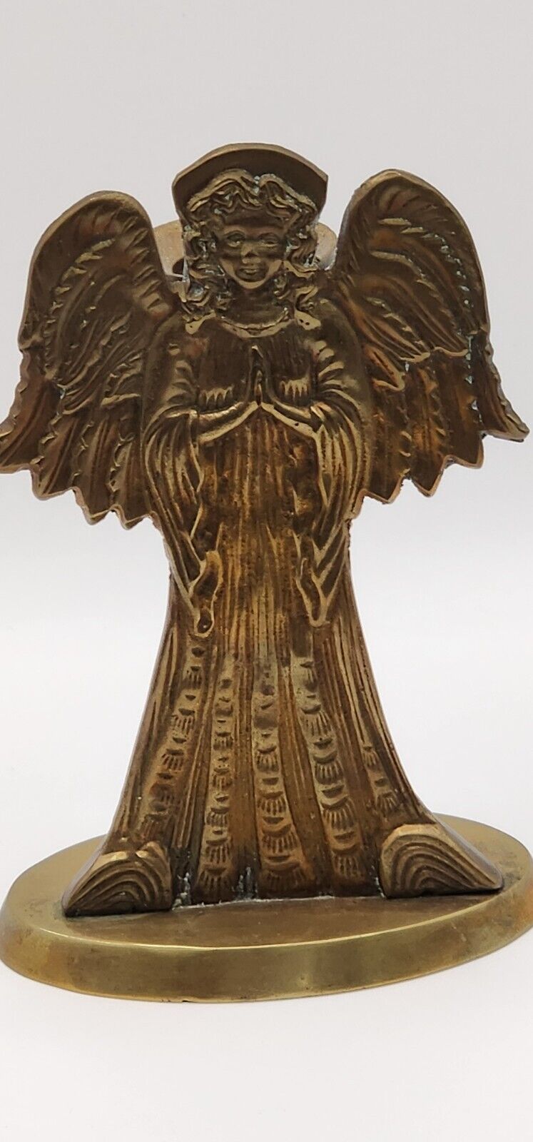 Vintage Set Brass Ornate Angel Candle Holder Candlestick Taper Figurine India
