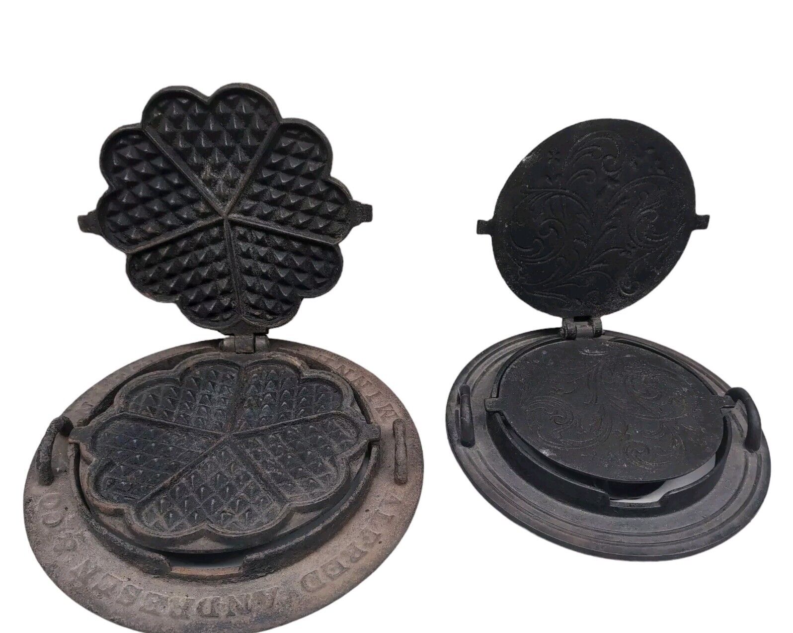 Antique Alfred Anderson Griswold Cast Iron Krumkake Waffle Maker Lot Of 2