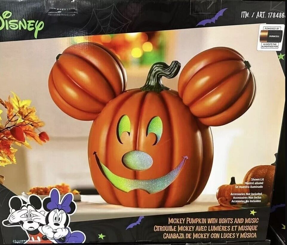 Disney Mickey Pumpkin Light Up Music Jack O Lantern Halloween 2024 Costco New