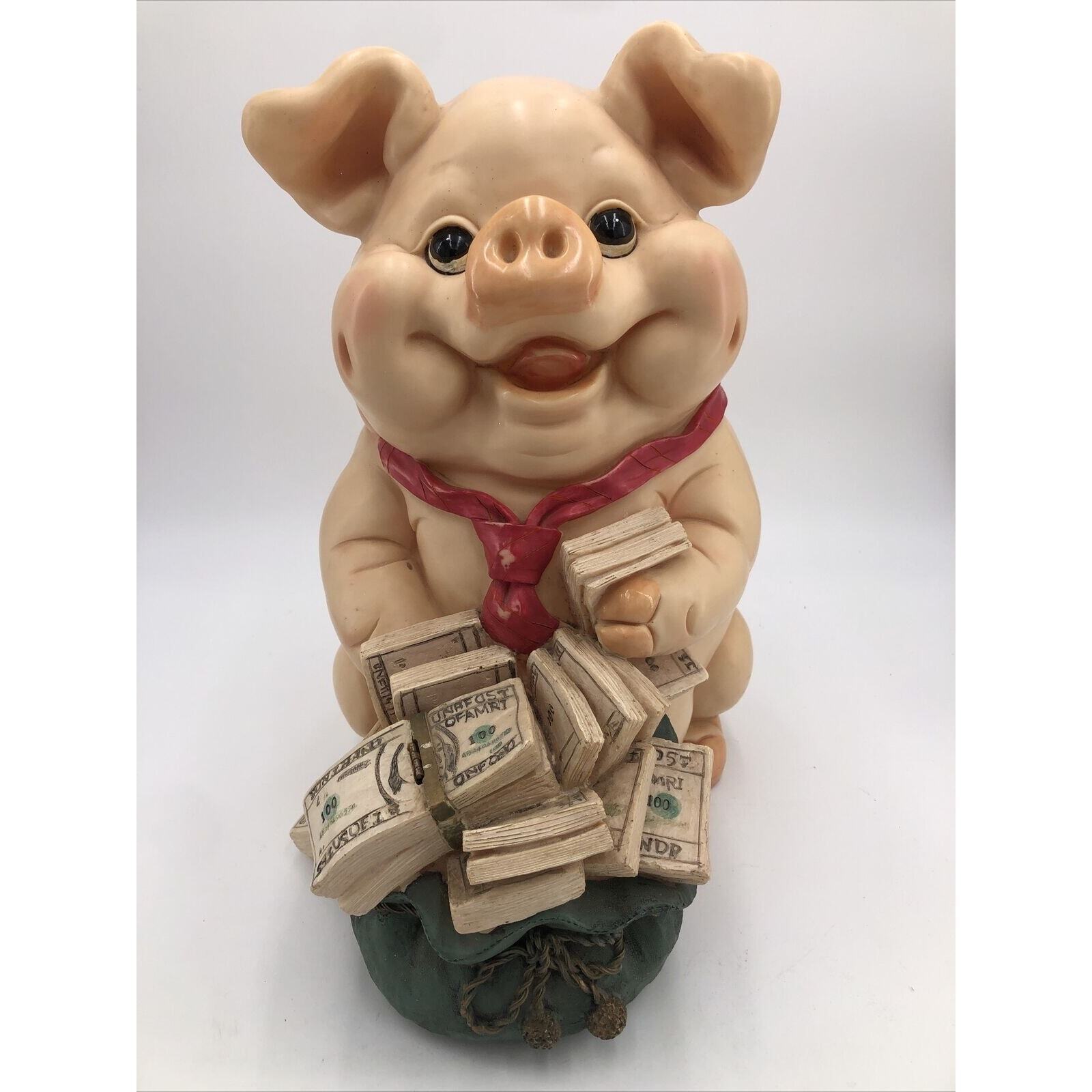 Piggy Bank Large Pig Vintage 15” T x 10”W Thick Plastic Handpainted Unique