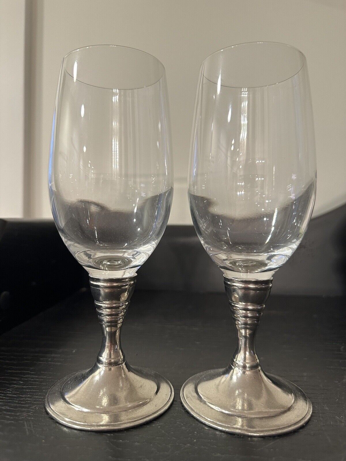 New Arte Italica Italian Pewter Wine Glasses  Set Of 2