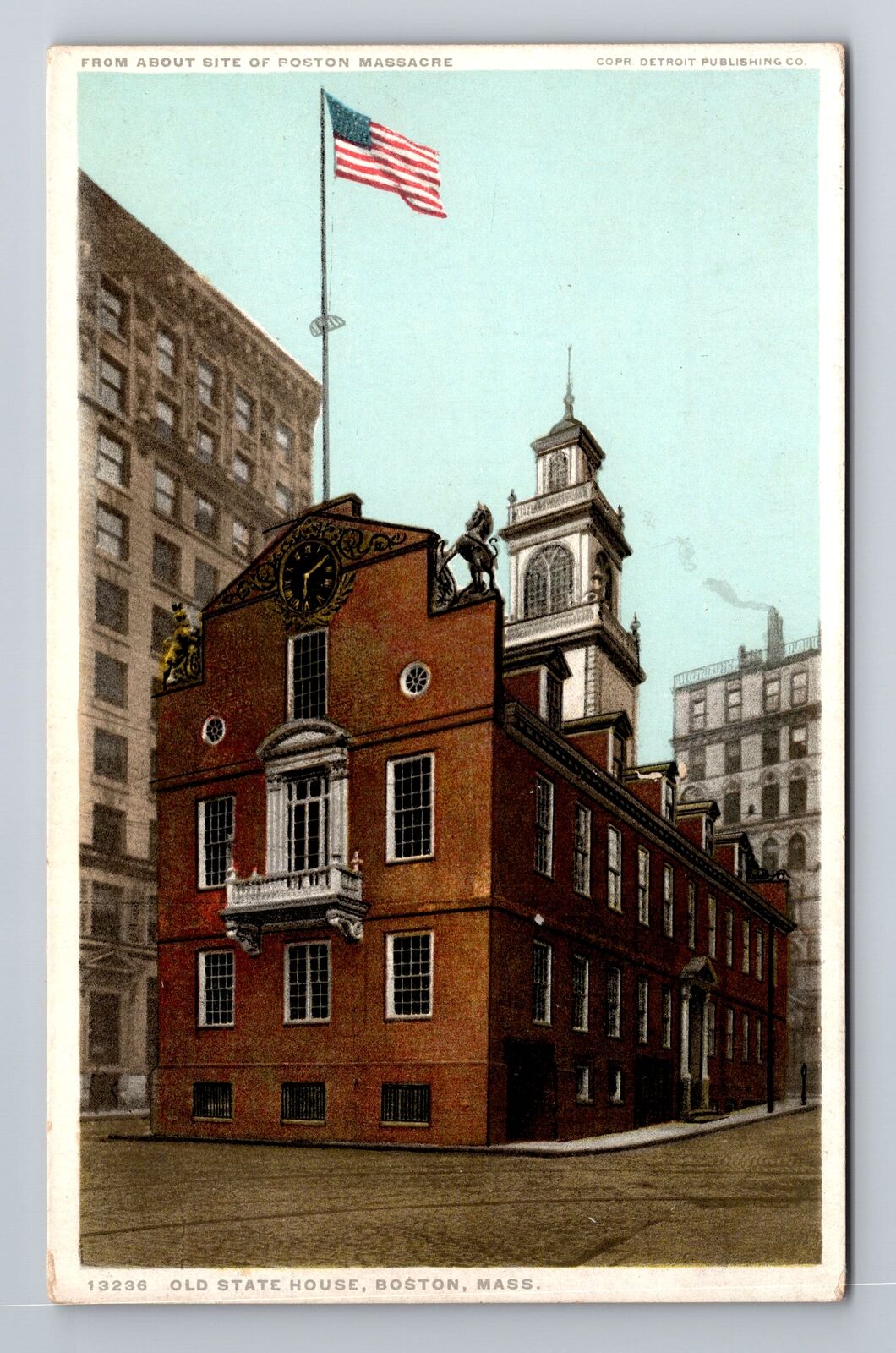 Boston MA-Massachusetts, Old State House, Antique Vintage Souvenir Postcard