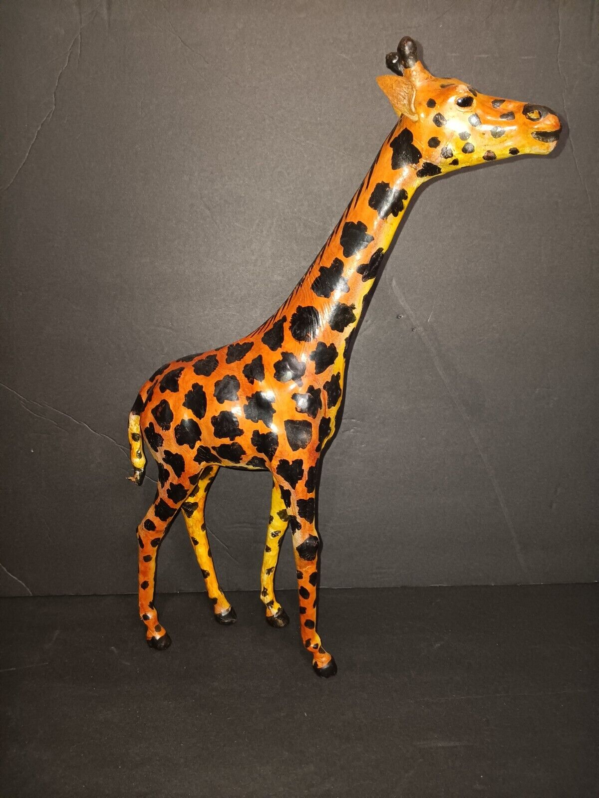 Vintage Exotic Decor Handmade Leather Wrapped Giraffe Figure Statue 18 in Tall 