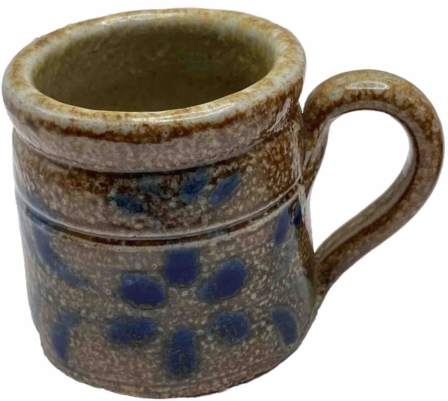 Antique Stoneware Mugs Handcrafted Glazed Pottery Mugs Lot 2 19th Century VTG