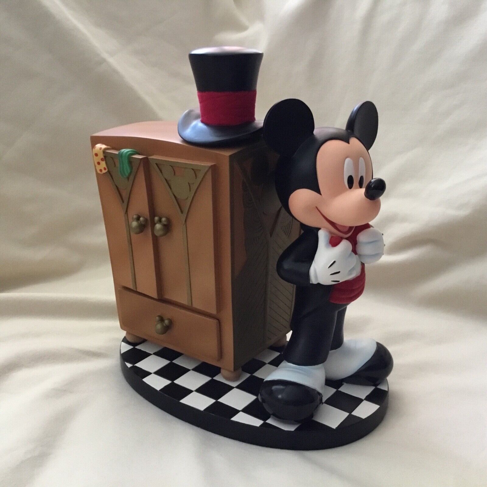 RARE Disney Arts Mickey Mouse Black Tuxedo Trinket Pin Box Statue Figurine