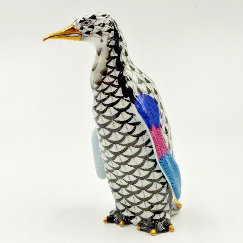 HEREND Penguin FIGURINE Black Fishnet 15326 VHNM (List $585)