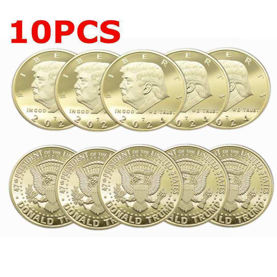 10PCS 2024 President Donald Trump Liberty Gold Plated EAGLE Commemorative Coin