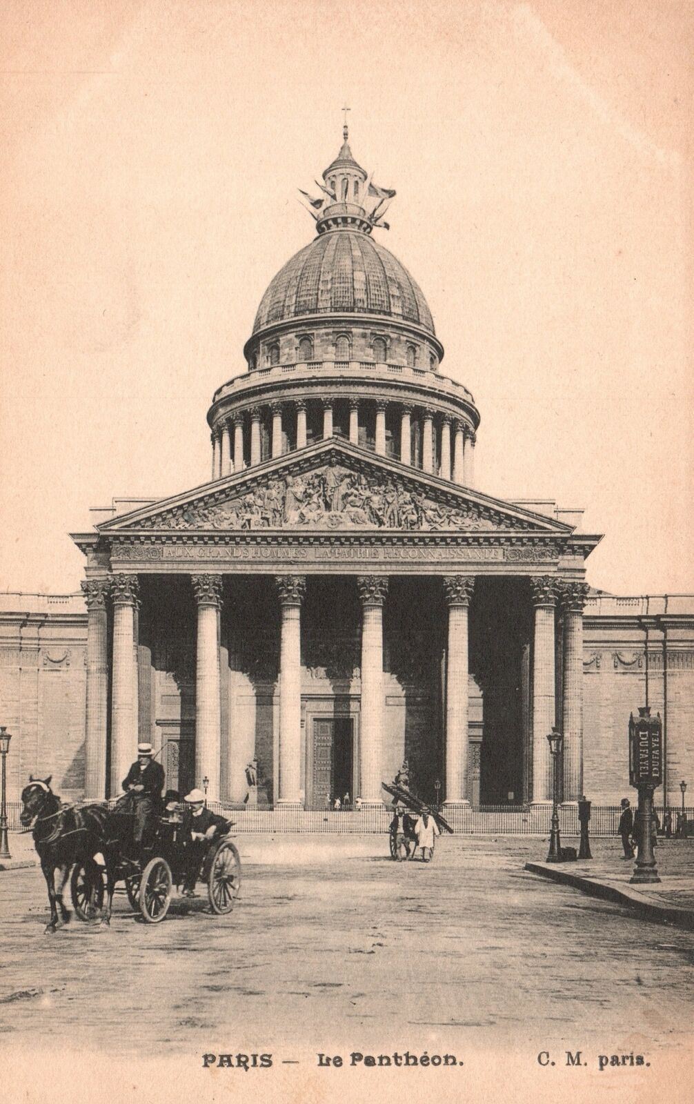Vintage Postcard Le Pantheon Monument Cruciform Building Landmark Paris France