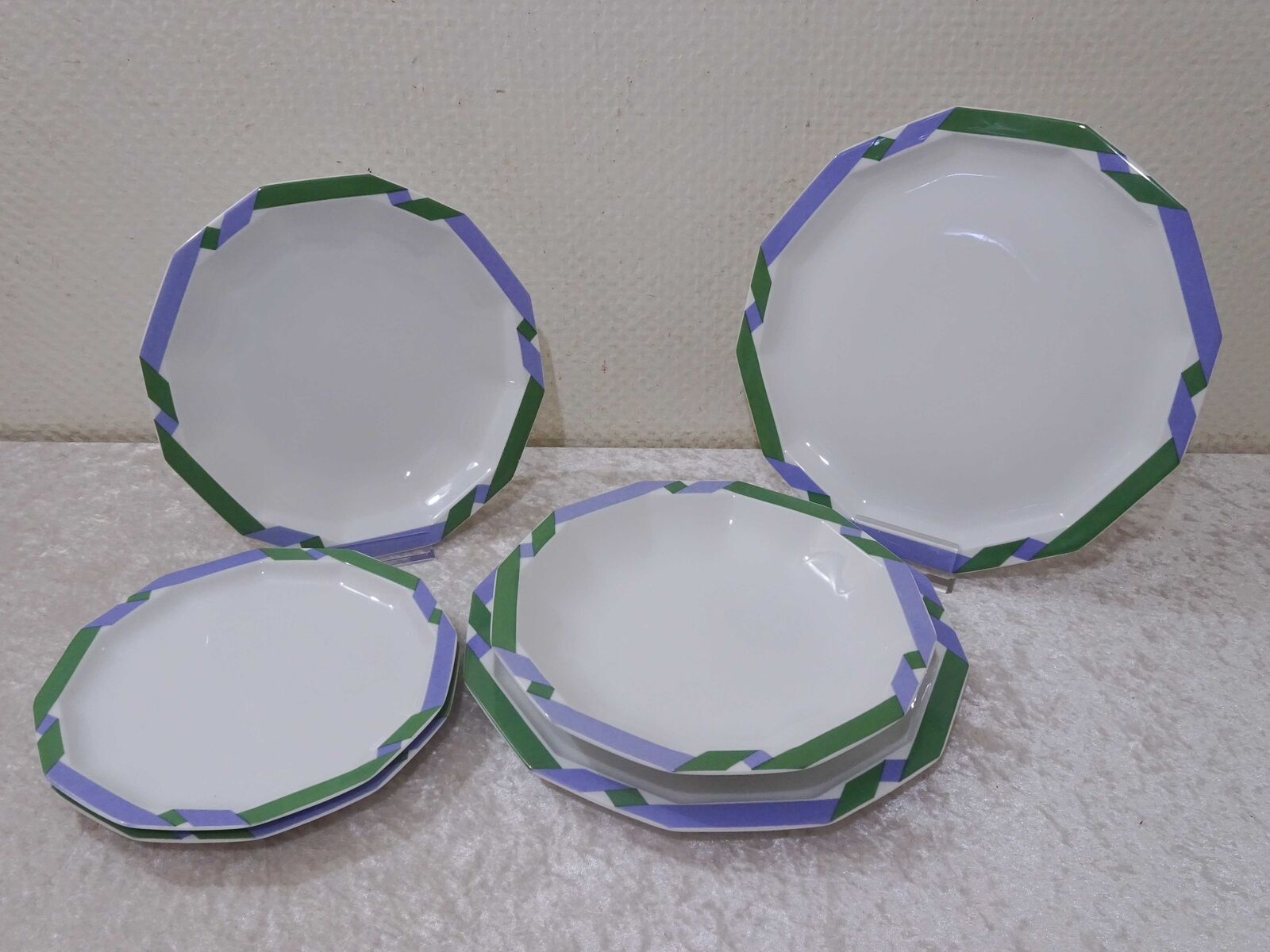 6 X Rosenthal Porcelain Plates Design M.Morandini Geometry Polygon -