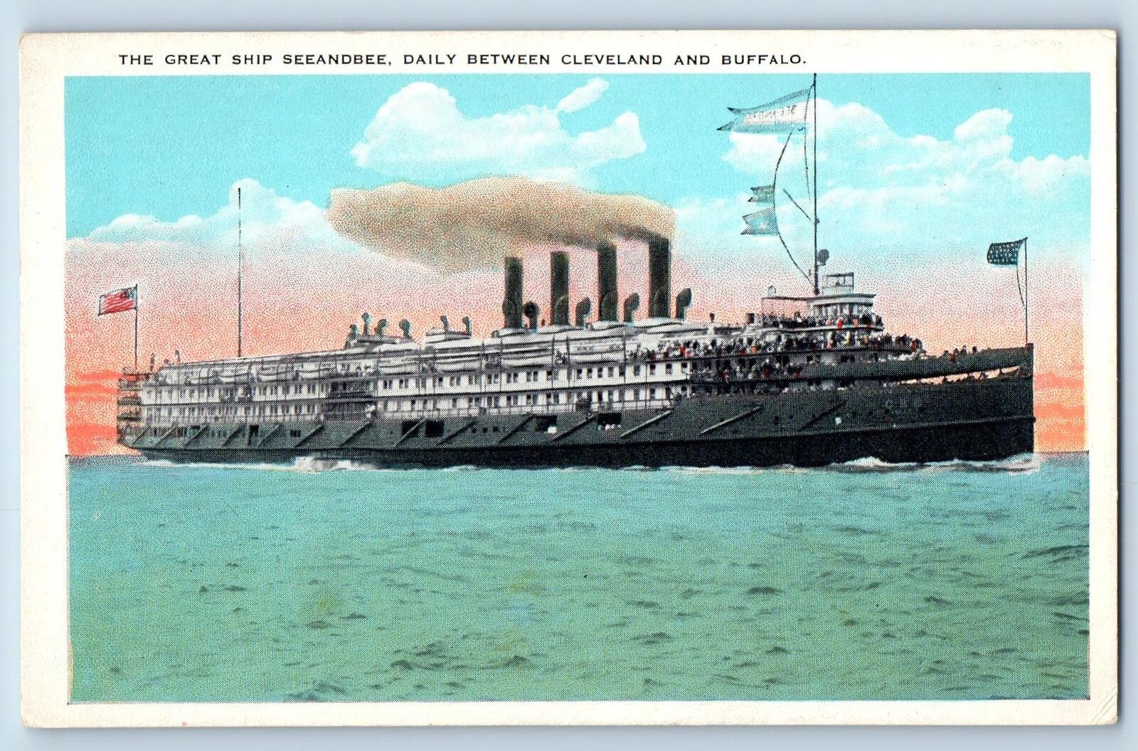 c1920's The Great Ship Seeandbee Between Cleveland & Buffalo New York Postcard