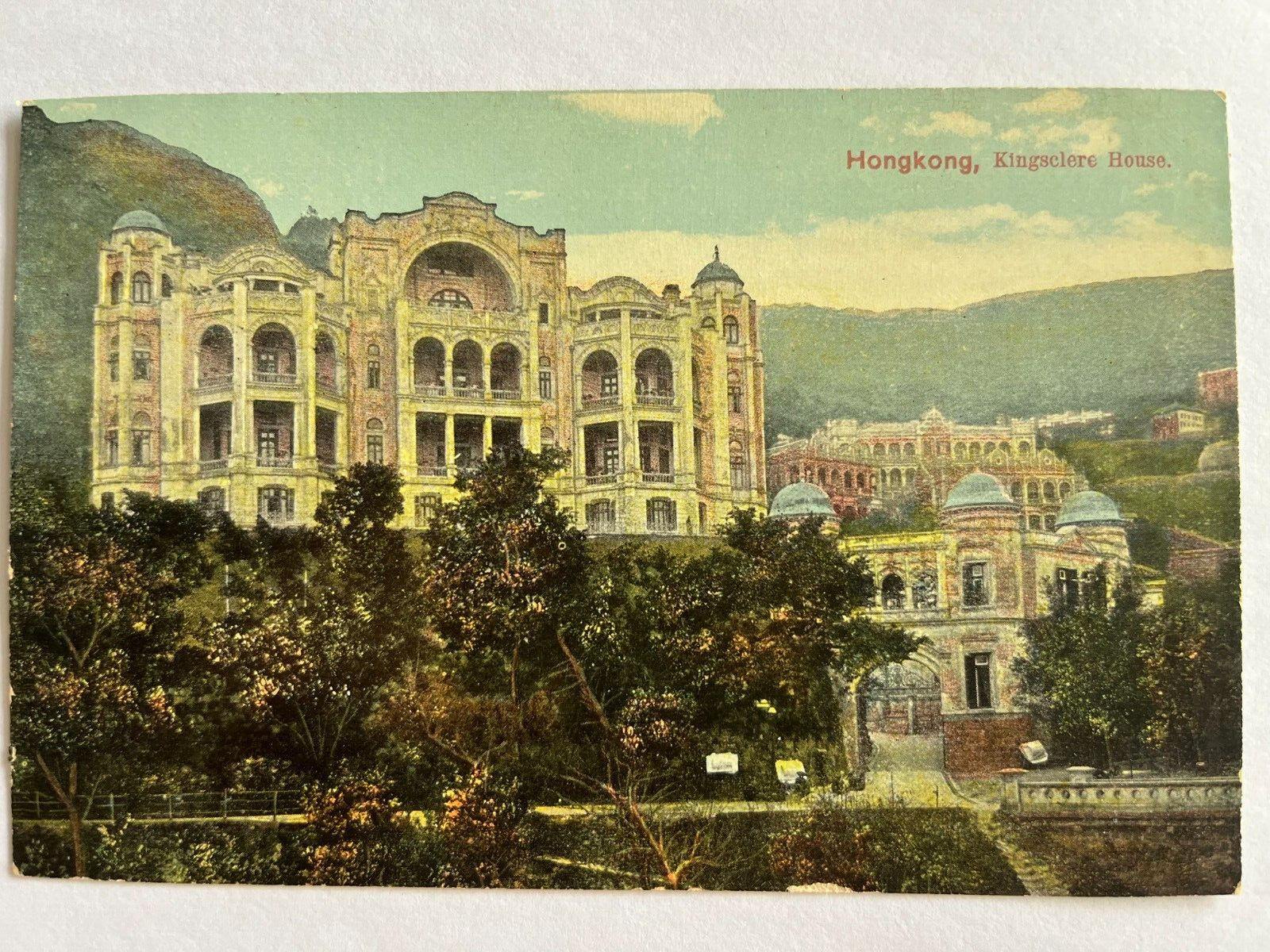 👍 1900s CHINA HONG KONG KINGSCLERE HOUSE BUILT BY OPIUM TRADER POSTCARD香港鸦片商建豪宅